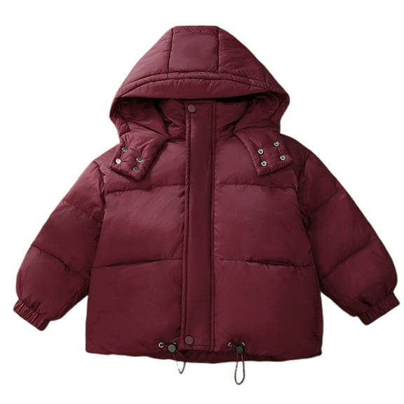Kids Girls Boys Winter Coat Waterproof Jacket Cotton Coat Thick Hooded Down Outdoor Coats Red 7-8Years