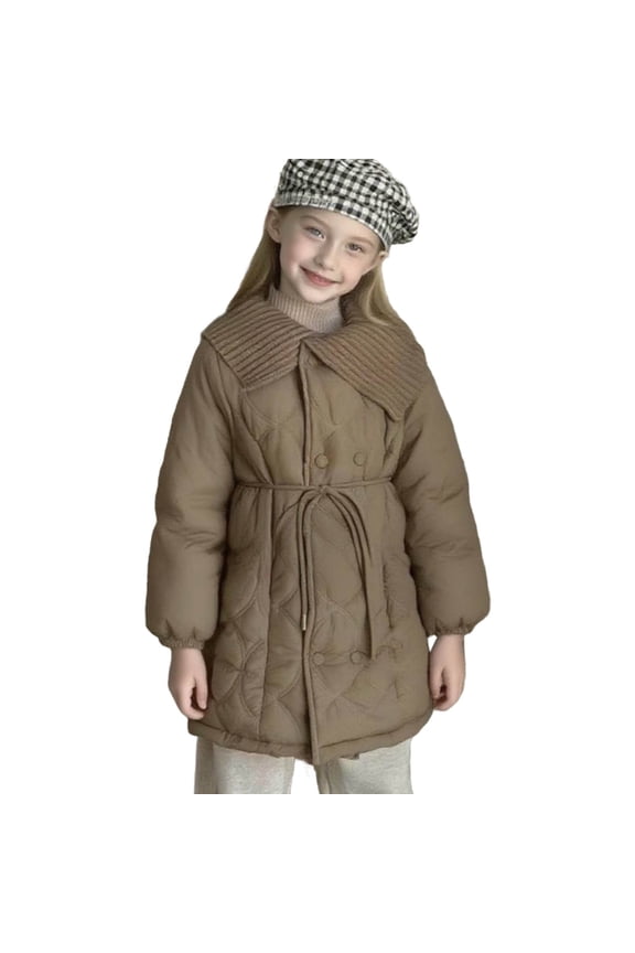 Kids Girls Boys Winter Coats Lightweight Hooded Puffer Jacket Kid Parka Fleece Snow Outwear Coffee 4-5Years
