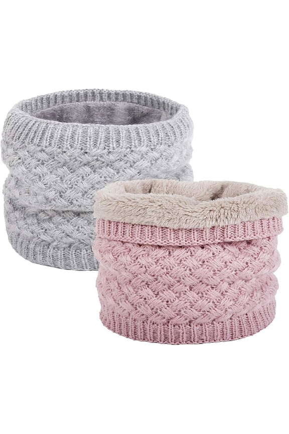 Kids Girls/Boys Winter Knitted Infinity Scarf Polar Fleece Neck Warmer