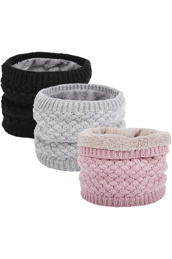 Kids Girls/Boys Winter Knitted Infinity Scarf Polar Fleece Neck Warmer