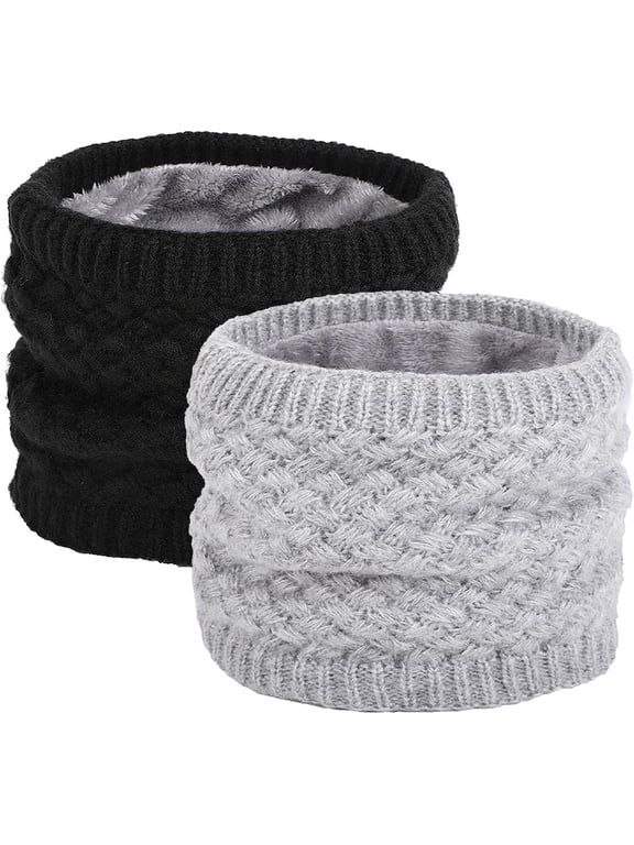 Kids Girls/Boys Winter Knitted Infinity Scarf Polar Fleece Neck Warmer