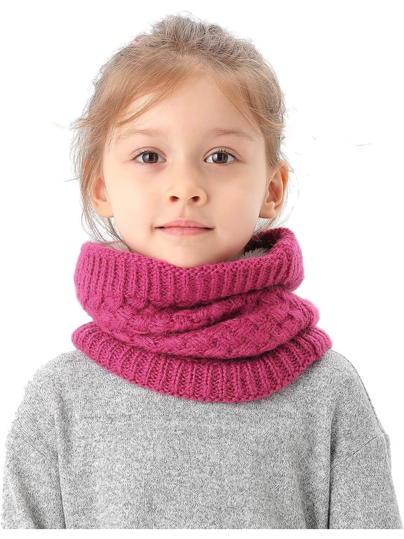 Kids Girls/Boys Winter Knitted Infinity Scarf Polar Fleece Neck Warmer