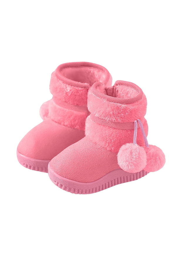 Kids Girls Boys Winter Warm Boots Suede Lightweight Faux Fur Lined Mid Calf Snow Boots for Toddler/Little Kid