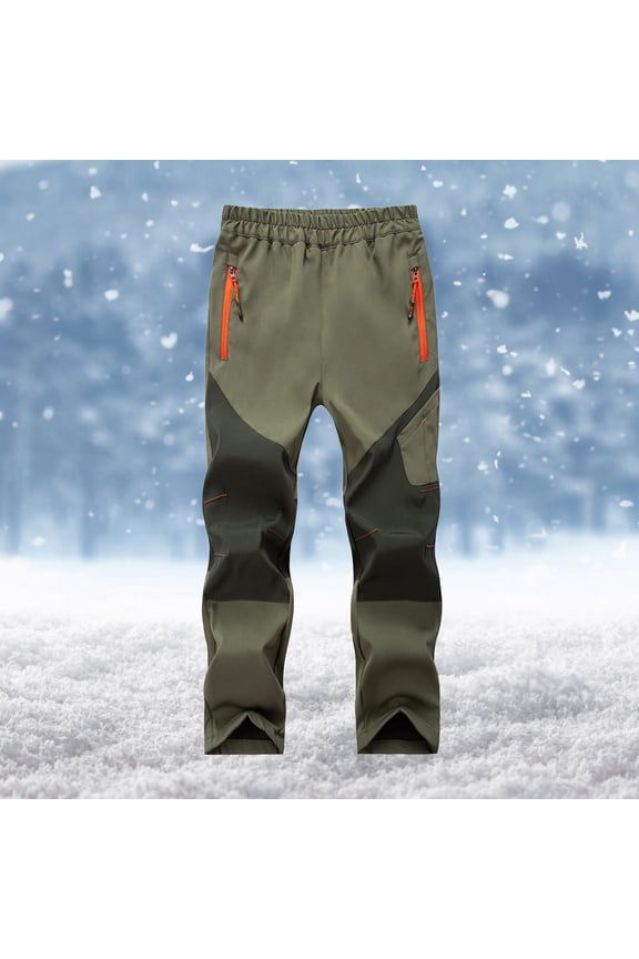 Kids Girls Boys Youth Waterproof Hiking Ski Snow Pants Elastic Waist Warm Insulated Pants Fashion Plush Solid Color Keep Warm Windproof Water Proof Outdoor Hiking Ski Pants