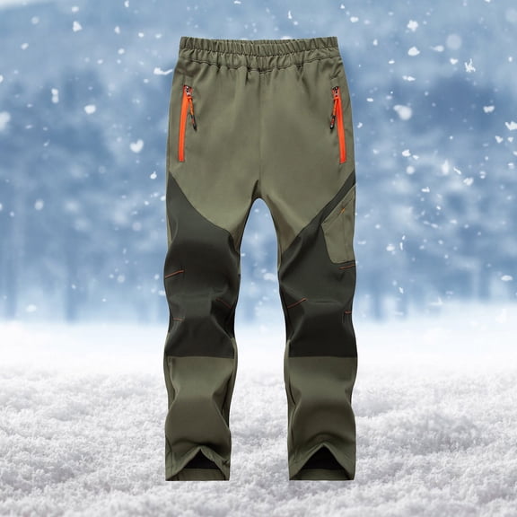 Kids Girls Boys Youth Waterproof Hiking Ski Snow Pants Elastic Waist Warm Insulated Pants Fashion Plush Solid Color Keep Warm Windproof Water Proof Outdoor Hiking Ski Pants