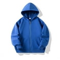 thumbnail image 1 of Kids Girls Boys Zipper Hoodie Unisex Fleece Zipper Top Jacket PE School Sweat Hoodie Sports Casual Wear Blue 11-12 Years, 1 of 5