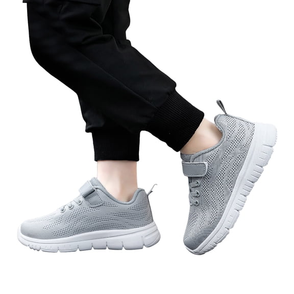 Kids Girls Breathable Running Shoes Comfortable Slip On Sneakers Toddler Lightweight Non Slip Work Shoes Gray Size 12.5 Little Child