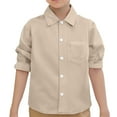 thumbnail image 1 of Kids Girls Button Down Shirts Beige Shirt Girls Dress Shirt Boys Formal Shirt Boys Uniform Shirt 7-8 Years, 1 of 5