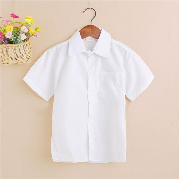 Kids Girls' Button Down Shirts Boys Formal Outfit White Shirt Toddler Boy Uniform Shirt 5-6 Years Kids Clothes