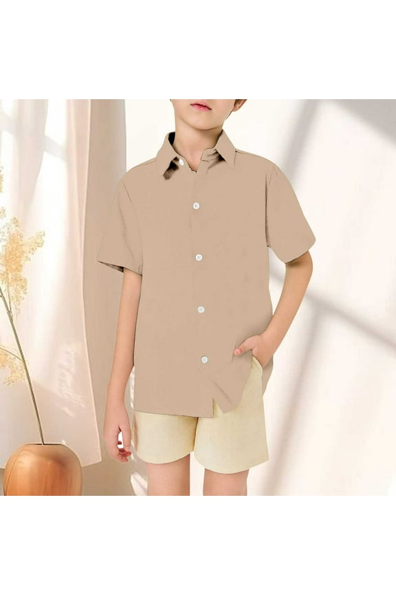 Kids Girls' Button Down Shirts Boys Formal Shirt Khaki Shirt Toddler Boy Kids Uniform Shirts 8-9 Years Kids Clothes