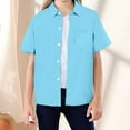 thumbnail image 1 of Kids Boys' Button Down Shirts Sky Blue Short Sleeve Shirt Boys Formal Outfit School Uniforms for Boys 6-7 Years, 1 of 6