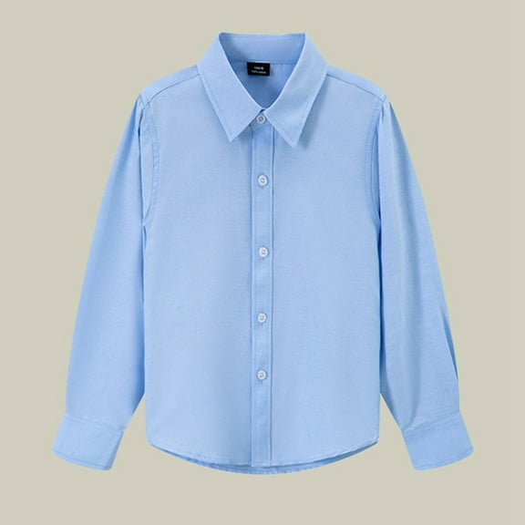Kids Girls Button Down Shirts Blue Long Sleeve Shirt Boys Graduation Shirts Kids Uniform Shirts