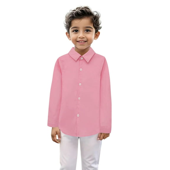 Kids Girls' Button Down Shirts Graduation Shirts Pink Long Sleeve Shirt Boys School Uniform Shirts for Boys 4-5 Years Kids Clothes
