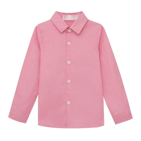 Kids Girls Button Down Shirts Boys Pink Dress Shirt Button Up Shirt Boys Formal Shirt Uniform Shirts 7-8 Years