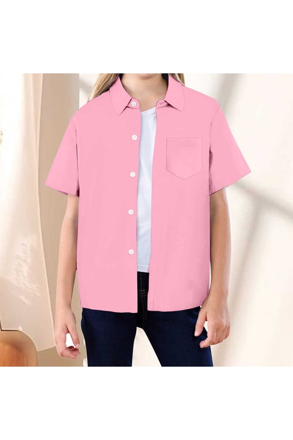 Kids Girls Button Down Shirts Pink Button Down Shirt Girls Graduation Shirts 100 Days Of School Shirts 12-13 Years