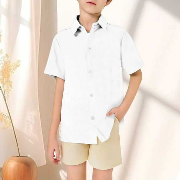 Kids Girls' Button Down Shirts Girls White Shirt Dress Shirt Boys Formal Outfit Uniform Shirts for Boys 8-9 Years