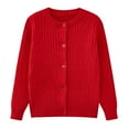 thumbnail image 1 of Kids Girls Cable Knit Cardigan Sweater Solid Cotton Button Down Long Sleeve Chunky Sweater 𝐔niform Cardigan Outerwear, 1 of 7