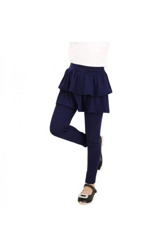 Kids Girls Cake Culottes Warm Cute Leggings With Ruffle Tutu Skirt Pants