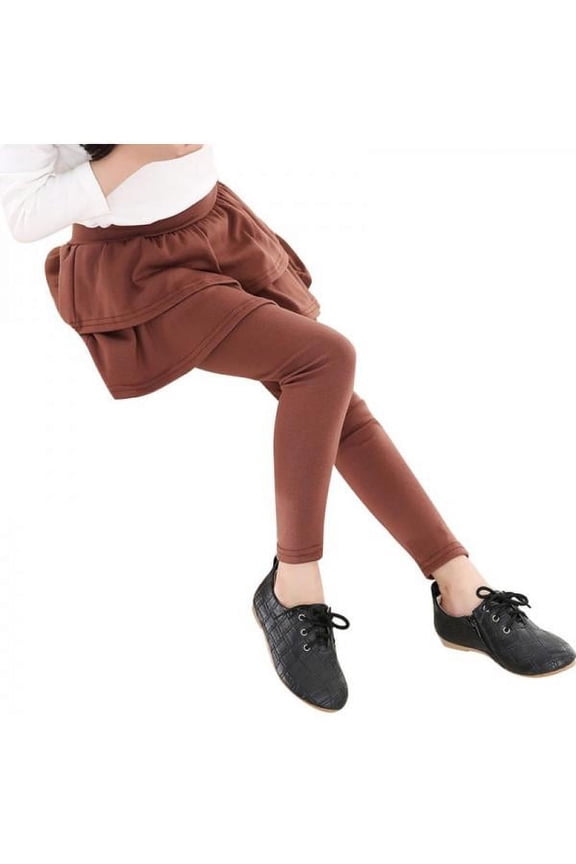 Kids Girls Cake Culottes Warm Cute Leggings With Ruffle Tutu Skirt Pants