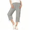 thumbnail image 1 of Kids Girls Cargo Capris Lightweight Relaxed Fit Drawstring Hem Cropped Pants for School Sports, 5T-16Y, 1 of 7