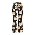 thumbnail image 1 of Kids Girls Cartoon Cat Print Flare Pants Kids High Waist Slim Fit Stretch Micro Flare Sports Leggings Soft Elastic Casual Trousers for Girls Daily Wear(Black1,3-4 Years), 1 of 4