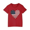 thumbnail image 1 of Kids Girls Casual American Flag Tshirts Cotton Baseball Tee Shirts 4th of July Patriotic Graphic Tees Summer Red， 4 Years, 1 of 7