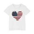 thumbnail image 1 of Kids Girls Casual American Flag Tshirts Cotton Baseball Tee Shirts 4th of July Patriotic Graphic Tees Summer White， 3 Years, 1 of 7