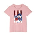 thumbnail image 1 of Kids Girls Casual American Flag Tshirts Cotton Baseball Tee Shirts Independence Day Patriotic Graphic Tees Summer Pink， 3 Years, 1 of 7