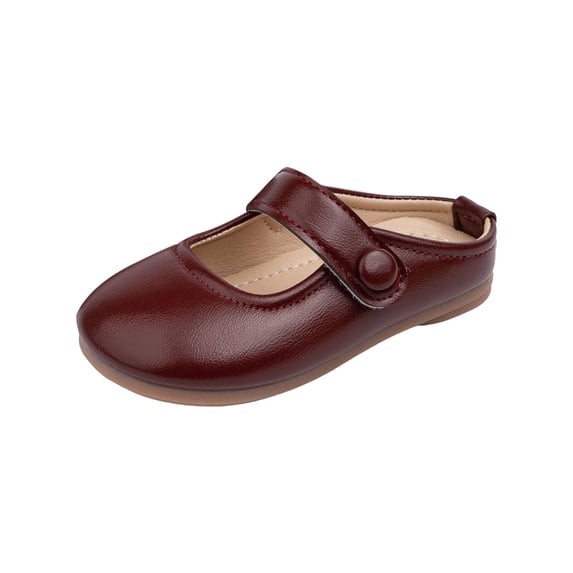 Kids Girls Casual Backless Dress Shoes Toddler Breathable Princess Shoes Fashion Leather Non Slip Slide Shoes
