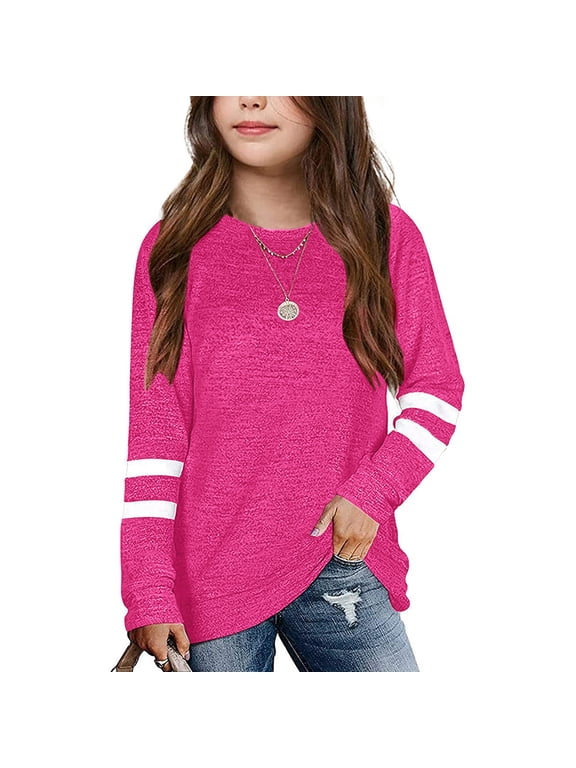 Kids Girls Casual Crewneck Mega64 Shirt Tunic Tops Long Sleeve Long Sleeve for Kids Pullover Sweatshirt Casual Loose Ting Tops for Girls Blouse T-Shirt