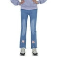 thumbnail image 1 of Kids Girls Casual Jeans Elastic Waist Denim Wide Leg Pants Toddler Trousers, 1 of 7