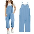 thumbnail image 1 of Kids Girls Romper Sleeveless Spaghetti Strap Overalls with Side Pockets Wide Leg Harem Pants Tween Girls Trendy Stuff 8-10, 1 of 5