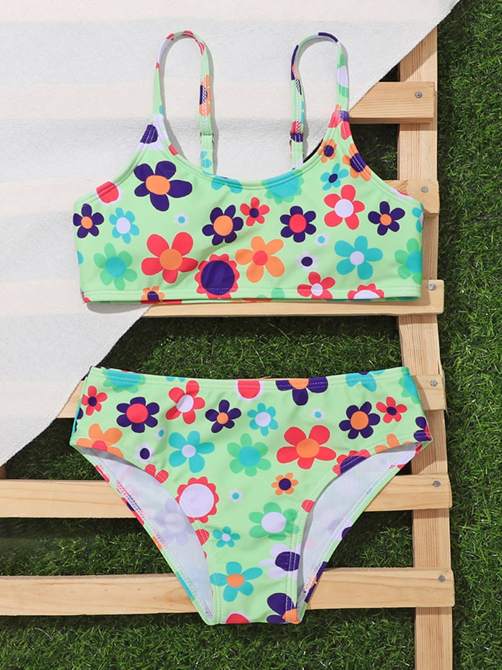 Kids Girls Children Floral Tankini Bikini Suit Swimwear Swimwear ...