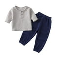 thumbnail image 1 of Kids Girls Clothes Efsteb Toddler Kid Girls Boys Outfits Clothes Comfy Round Neck Short Sleeve Tops Long Pants Set Casual Solid Color Fashion Summer Outfits (Gray,4 Years), 1 of 8
