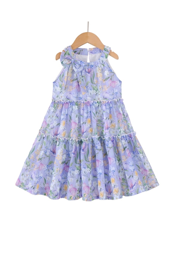 Kids Girls Clothes Little Girl Floral Dress 6Y Girls Summer Dress 7Y Girls Sleeveless Halter Dress Purple