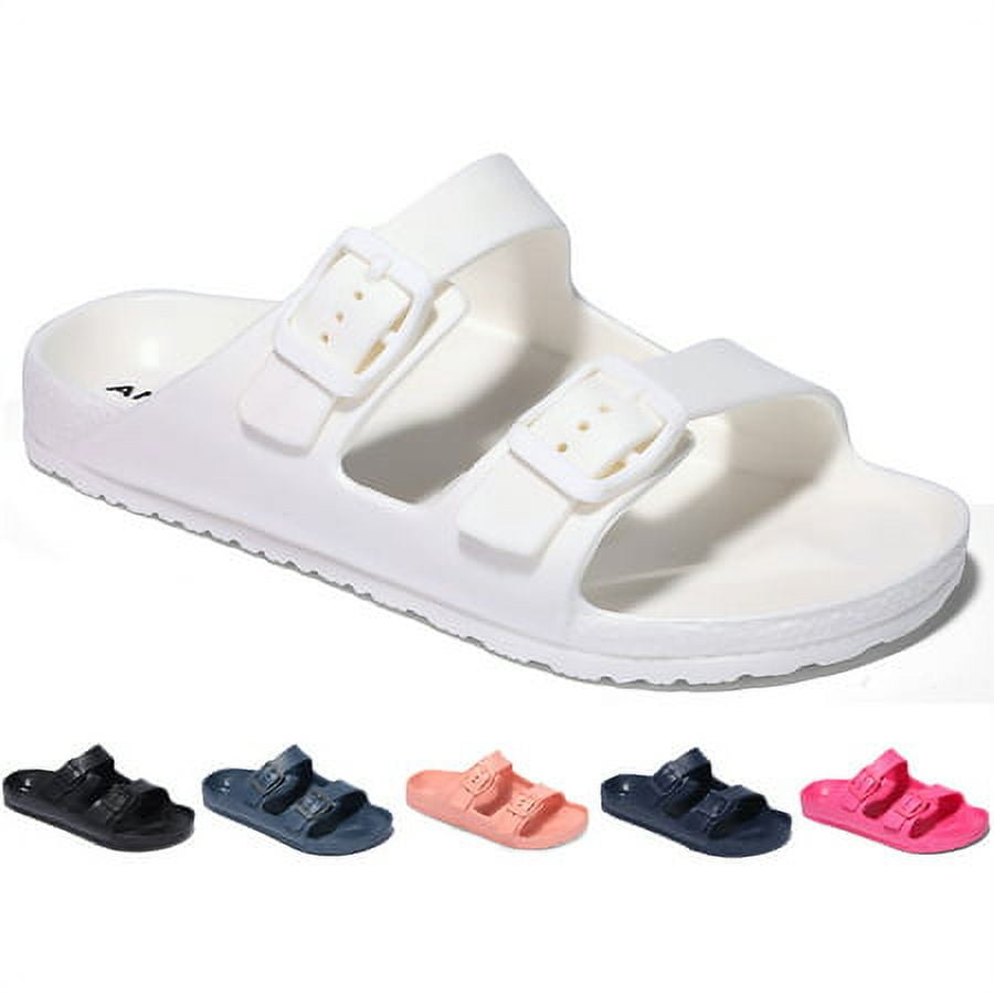 Kids Girls Comfort Slides Soft Sandals for Boys with Adjustable Two ...