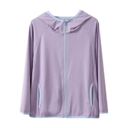 Kids Girls Cooling Jacket Sun Protection Long Sleeve Hoodie UPF50+ Zipper Raglan Shirts for Hot Weather 16-17 Y