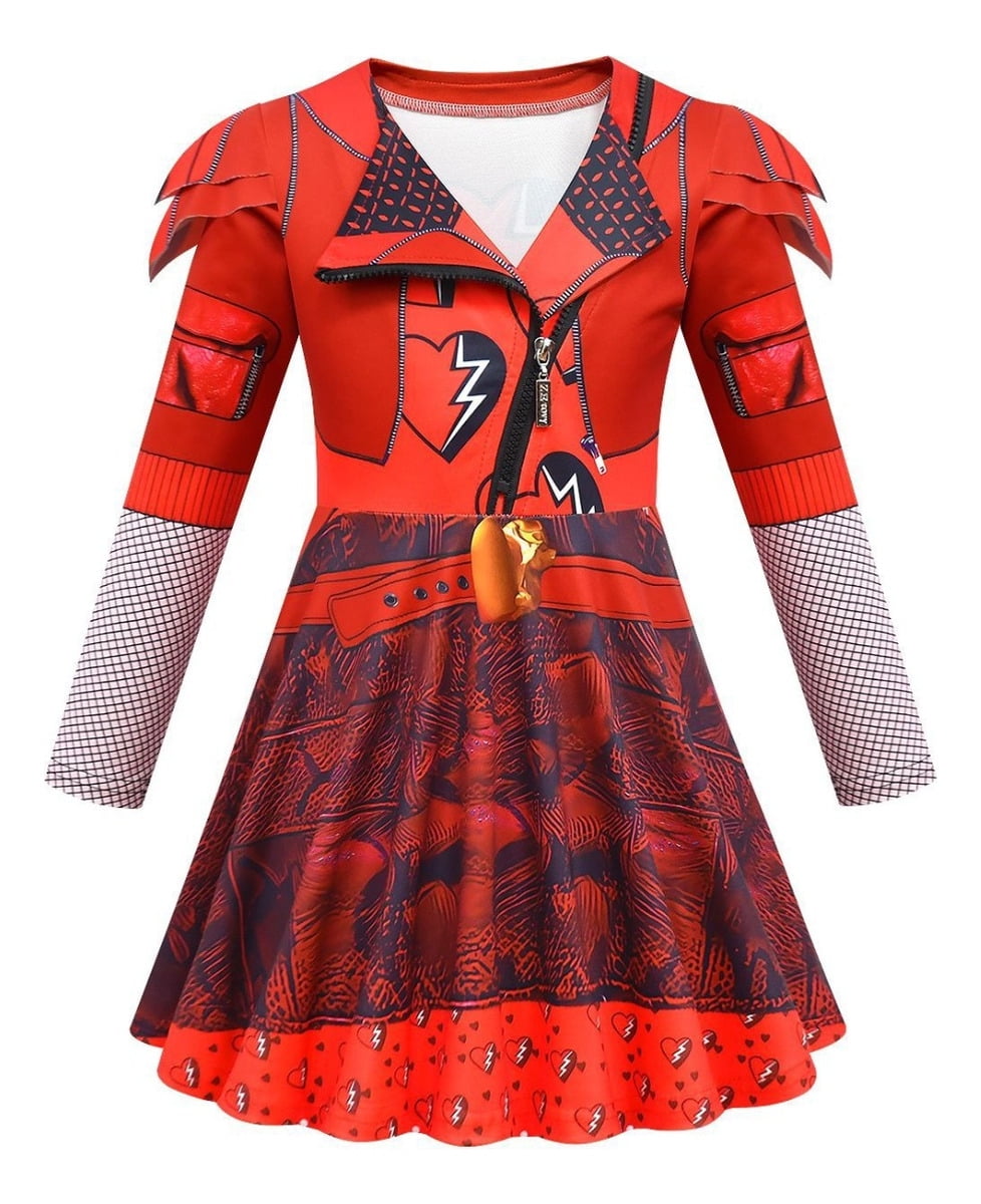 Kids Girls Cosplay Costume Dress for Descendants 4 The Rise of Red