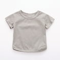 thumbnail image 1 of Kids Girls Cotton Crew Neck Shirt, Casual Solid Plain Short Sleeve Tees Breathable Soft for 6Months-5Years, 1 of 7