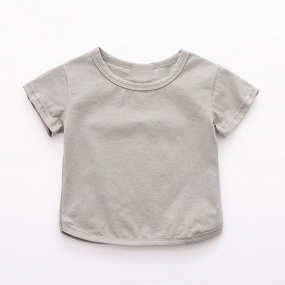 Baby Toddler Solid Color Short Sleeve T-Shirts for Boys Girls Summer Basic Cotton Crewneck Tee Shirt Tops