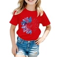 thumbnail image 1 of Kids Girls Cotton Short Sleeve Shirts Round Neck Flower Graphic Relaxed Casual Tops Comfy Soft Breathable Blouse Tees, 1 of 4