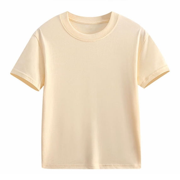 Kids Girls Cotton Short Sleeve Tops Solid Crewneck Breathable Athletic Casual Shirts Comfy Soft Blouse Basic Tees