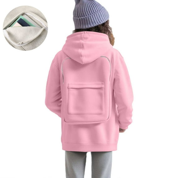 Kids Girls Creative Hoodies Backpack Hoodies Kids Zipper Hoodie Kids Long Sleeve Soft Sweatshirts Top Girls Toddler Clothes Back to School Clothes 6-7 Years
