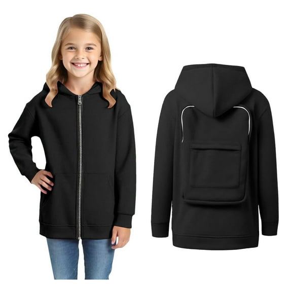Kids Girls Creative Hoodies with Backpack Zip up Hoodie Girls Lightweight Long Sleeve Hoodies Girls Clothes Size 4-5 Years School Clothes