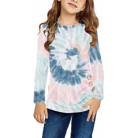 Kids Girls Crewneck Girls Blouse Basic Inside Cute Cartoon Printed with Long Sleeves for Girls 10-11 Years
