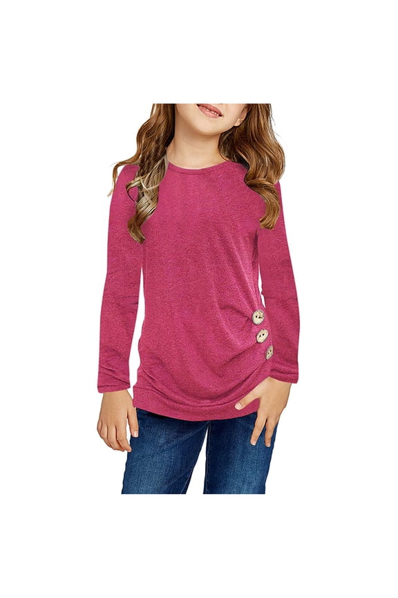 Kids Girls Crewneck Pullover Tops Spring Autumn Cartoon Printed Shirt Long Sleeve Polo for Kids Girls 8-9 Years