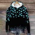 thumbnail image 1 of Kids Girls Cropped Hoodie - Turquoise Heart All-Over Print, Stretchy Polyester Spandex Blend, Hooded No Drawstrings, Multicolor Casual Sweatshirt for Teens 8-16,Size 9-10T, 1 of 5