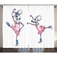 thumbnail image 1 of Ambesonne Retro Curtains 2 Panel Set, Funny Ballerina Mice, 108" x 63", Multicolor, 1 of 3