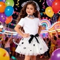 thumbnail image 1 of Kids Girls Dalmatian-Print Sequin Tutu Skirt & Accessory Set – Carnival Festive Party Dance Outfit in White for 2-11 Years Old Performance Dress-Up, 1 of 5