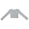 thumbnail image 1 of Kids Girls Dance Clothing Long Sleeve Sweaters Practice Outfits Warm Up Jackets for Ballet and Gymnastics Performance Wear Gray 120, 1 of 7